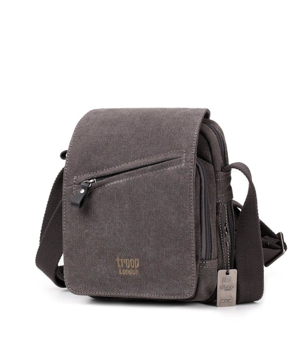 Classic Small Zip Front Cross Body Bag - Charcoal