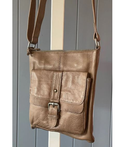 Audrina Cross Body Leather Bag Tan