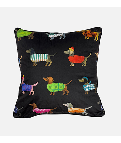 Daschund Black Cushion