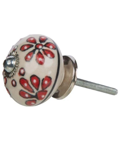 Red Flower Drawer Pull