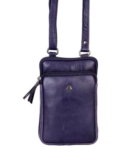 Leather Purple Cross Body Bag