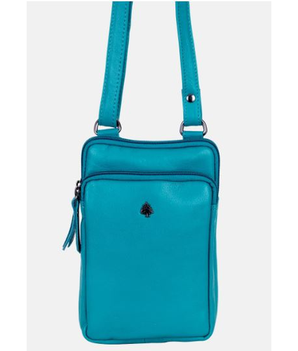 Leather Turquoise Compact Crossbody bag