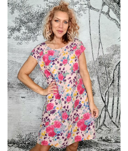 Pink Rose Kissed Kennedy Linen Dress