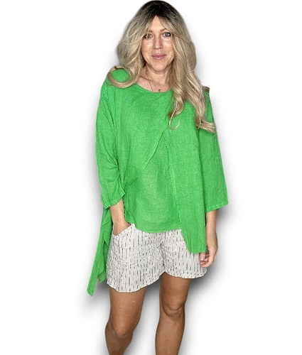 Bright Green Layer Linen Top