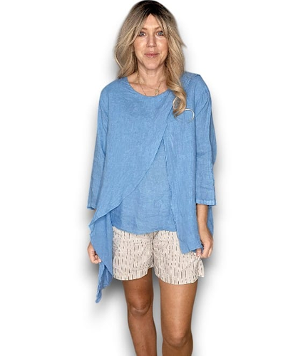Sky Blue Layer Linen Top