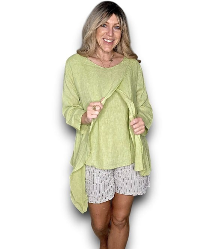 Antique Lime Layer Linen Top