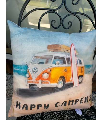 ON SALE Happy Camper Surfer Cushion