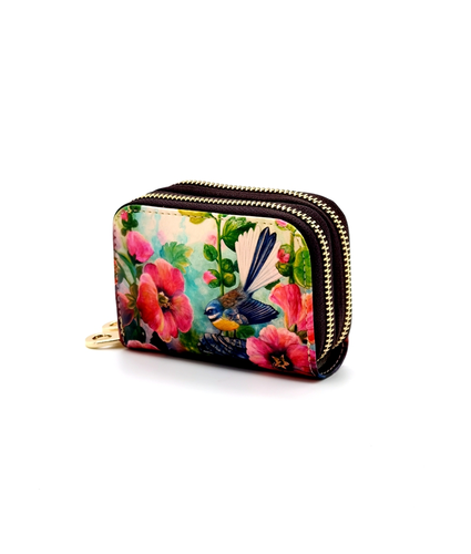 Double Zipped Leather Card Holder NZ Artwork