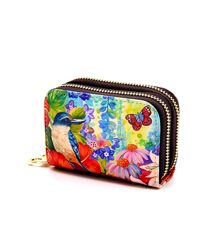 Double Zipped Leather Card Holder NZ Artwork