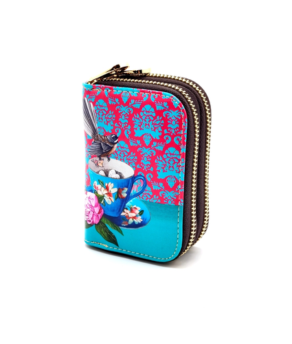 Double Zipped Leather Card Holder NZ Artwork