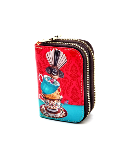 Double Zipped Leather Card Holder NZ Artwork