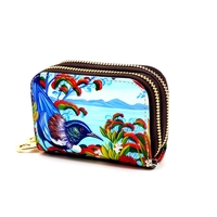 Double Zipped Leather Card Holder NZ Artwork