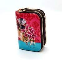 Double Zipped Leather Card Holder NZ Artwork