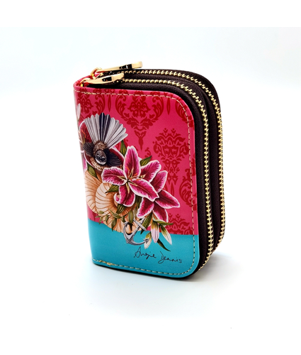 Double Zipped Leather Card Holder NZ Artwork