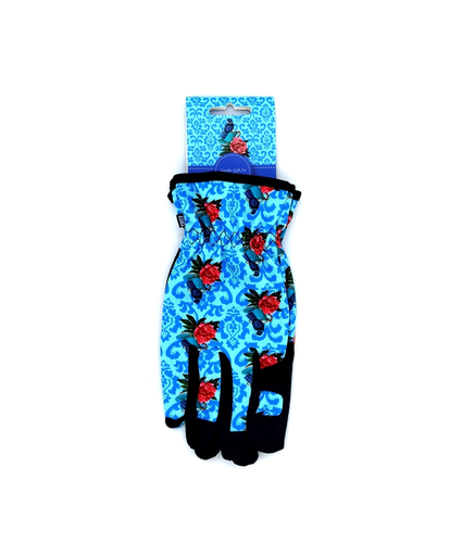 Garden Gloves NZ Artist Tui Bird with Cup and Rose