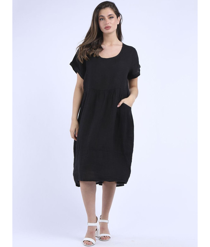 Charlotte Linen Dress Black