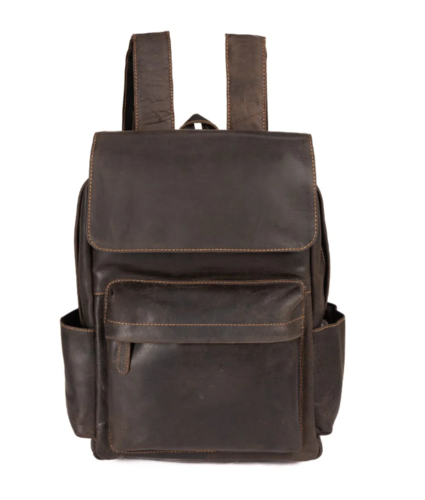 Unisex Leather Backpack in Brown