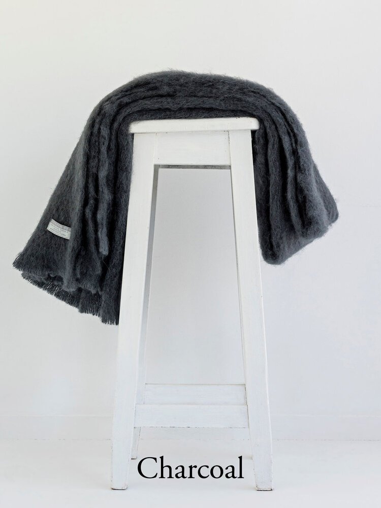 NZ Mohair Throw Charcoal Home LivingThrows Tessa Maes Gifts