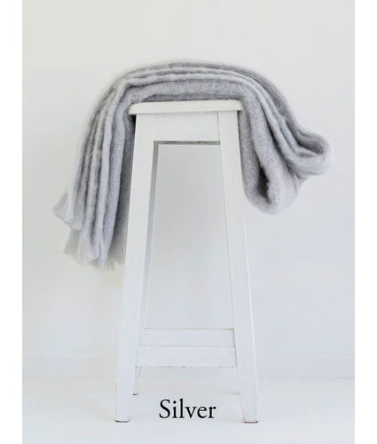 NZ Mohair Throw - Silver