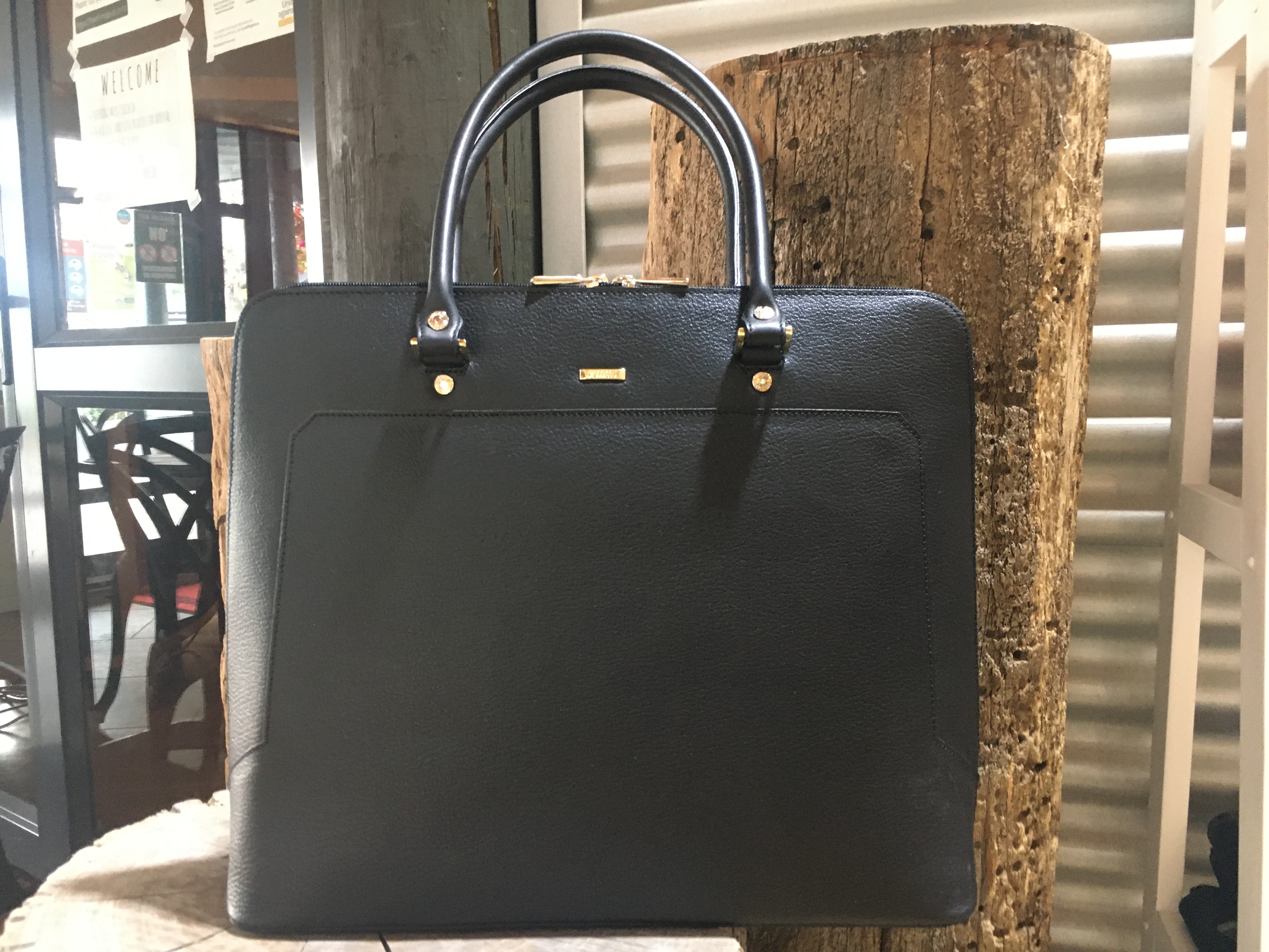 Laptop Leather Bag Black - Bags-Ladies : Tessa Maes - Gifts and Homewares Boutique