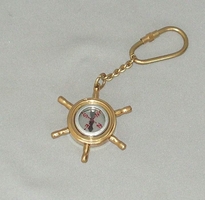Brass Ships Wheel Compass Key Ring