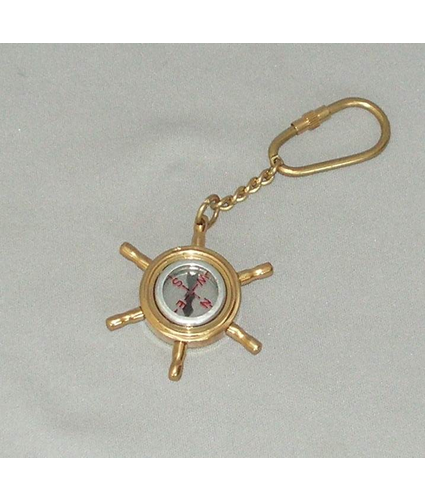 Brass Ships Wheel Compass Key Ring