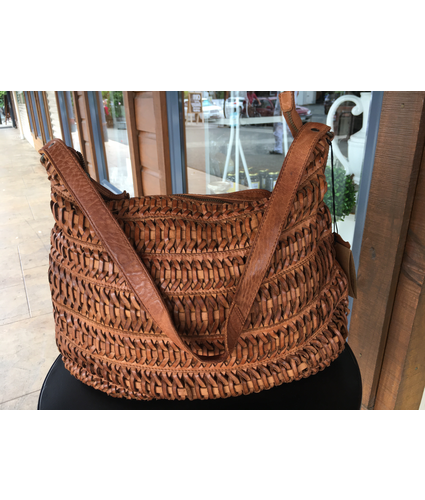 Avalon Cognac Weave Bag