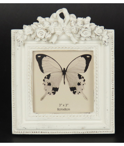 Frame Ribbon Bow 3x3 White
