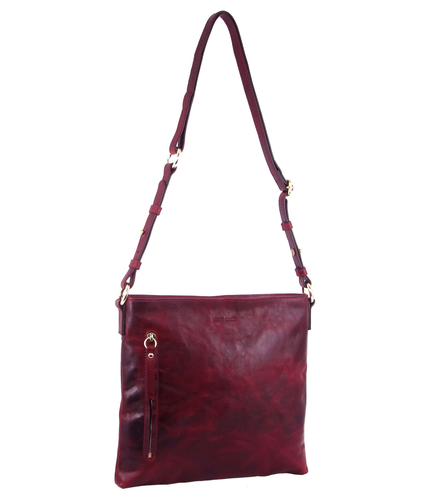 Rustic Leather Cross Body Bag Cherry