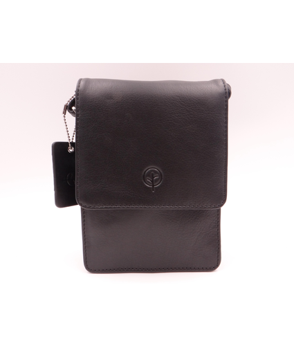 Leather Traveller Crossbody Bag Black