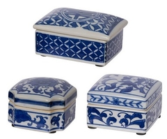 Blue and White Decorative Rectangle  Box Only