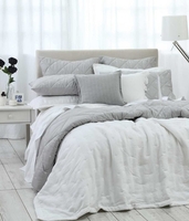 Queen Laundered Linen Bedspread Set White