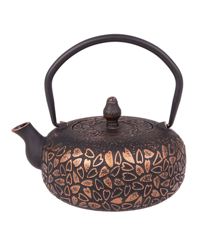 Teapot Cast Iron hearts BLK/Bronze