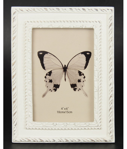 Daisy Inner Edge 6x4 Antique White Photo Frame