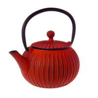 Teapot Red 500ml Ribbed 