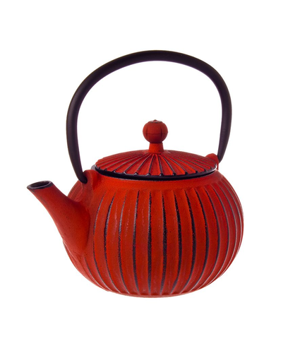 Teapot Red 500ml Ribbed 