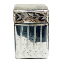 Silver Square Glass Trinket Box