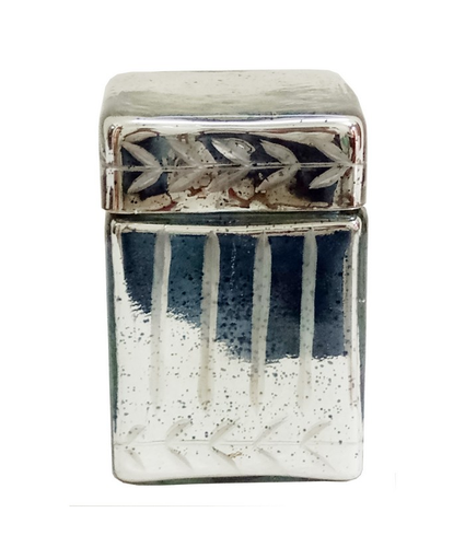 Silver Square Glass Trinket Box