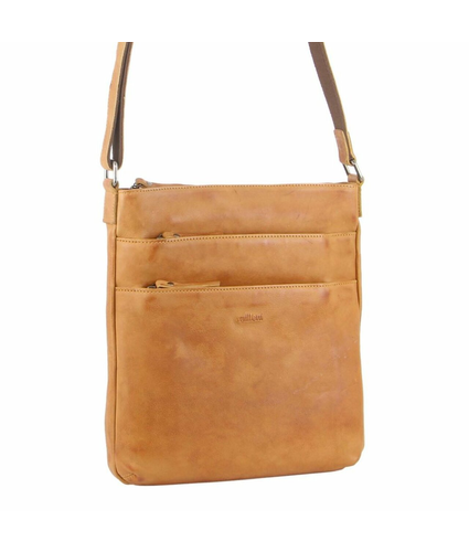 Milleni Ladies Nappa Leather Cross-Body Bag Caramel