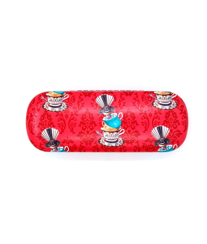Glasses Case Fantail on Cups Red