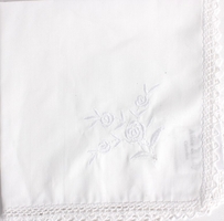 Embroidered lace handkerchief  camellia white 