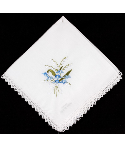 Embroidered lace handkerchiefs 'Floral Blue'