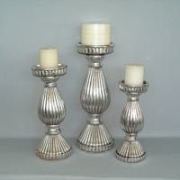 Ribbed Chrome Candlestick Small