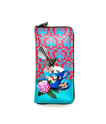  Large Leather Wallet Fantail on Cup