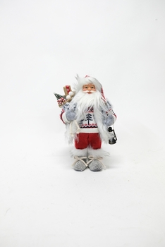 Santa Grey Red 30cm Small-christmas-Tessa Mae's with Attitude | Gifts and Homewares | Mapua NZ