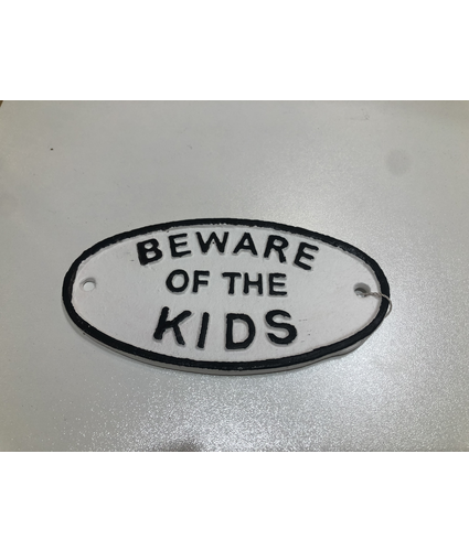 Beware Of Kids Sign Cast Iron