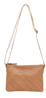 Isobel Woven Leather Cross Body Bag Camel