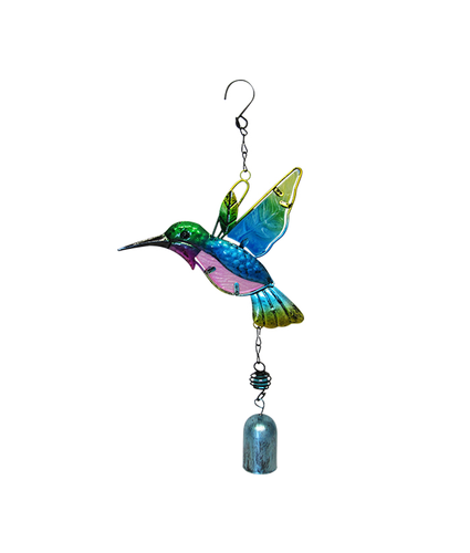 Garden Glass Hummingbird with Bell 