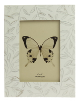  Etched Leaves Photoframe Antique White 