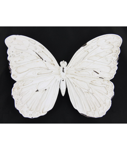 Butterfly Wall Decoration Antique White Large